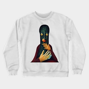 A surreal portrait of a strange creature with a long face Crewneck Sweatshirt